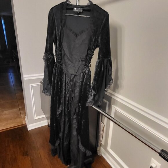 Eternal NYC Vintage Victorian Inspired Gothic Gown Black Velvet Dress Size Large - Picture 5 of 9